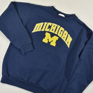 Vintage Michigan Wolverines Sweatshirt Boys Large L CSA Navy Blue Crewneck